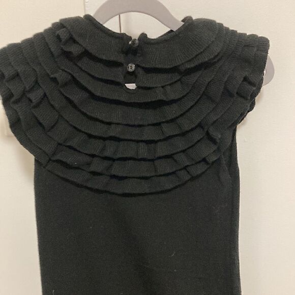 Laltramoda Black Sweater Dress with Ruffle Bib & Short Flutter Sleeve. Size S. - Picture 2 of 6